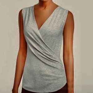 Ann Taylor Grey Sleeveless Wrap Top